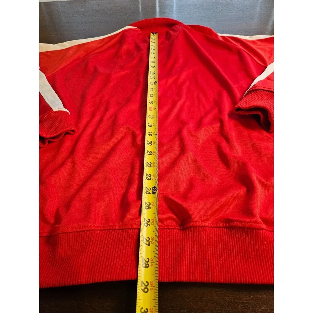 Chicago Bulls Full Zip Up Red White Lined Track Jacket W Pockets Mens 2 XL